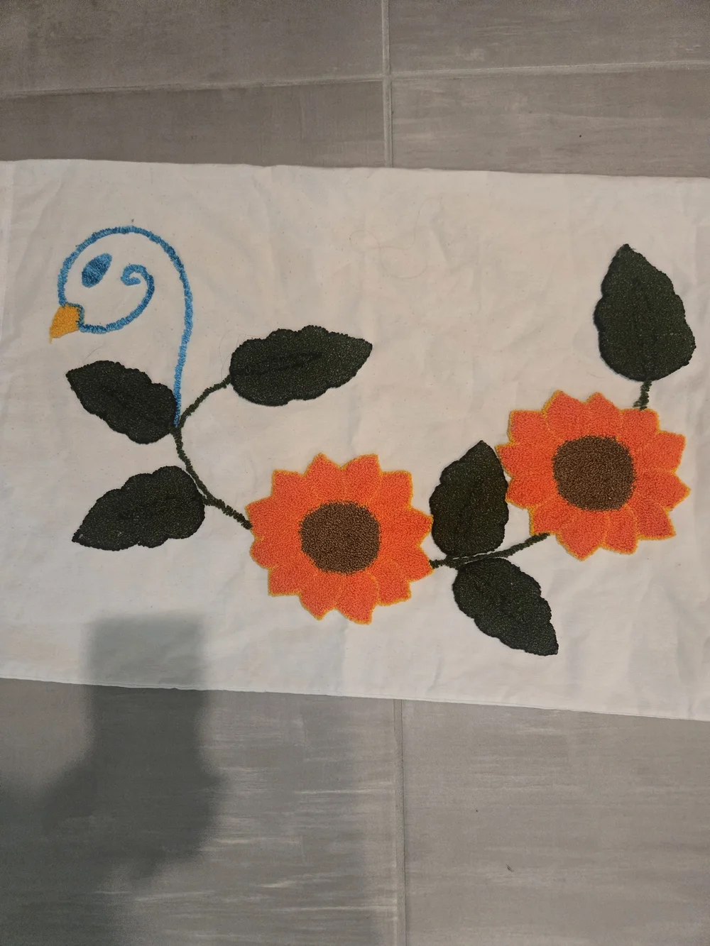 Vintage Russian Swan And Sunflower Embroidered Pillow Cases